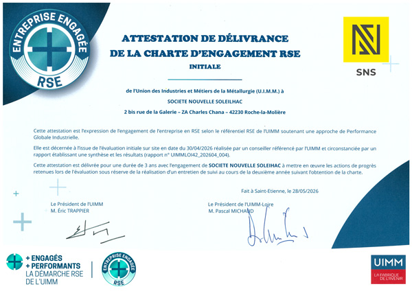 SNS s'engage dans la démarche RSE de l'UIMM Loire